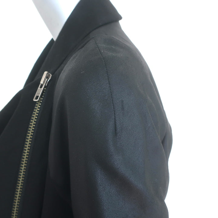 Helmut Lang Shadow Moleskin Draped Moto Jacket Black Leather &amp; Cotton Size Small