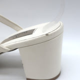 Valentino Rockstud Block-Heel Slide Sandals Cream Leather Size 39