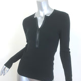 Michael Kors Half-Zip Sweater Black Stretch Wool Ribbed Knit Size Medium