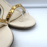 Valentino Rockstud No Limit Ankle Strap Sandals Cream Leather Size 36