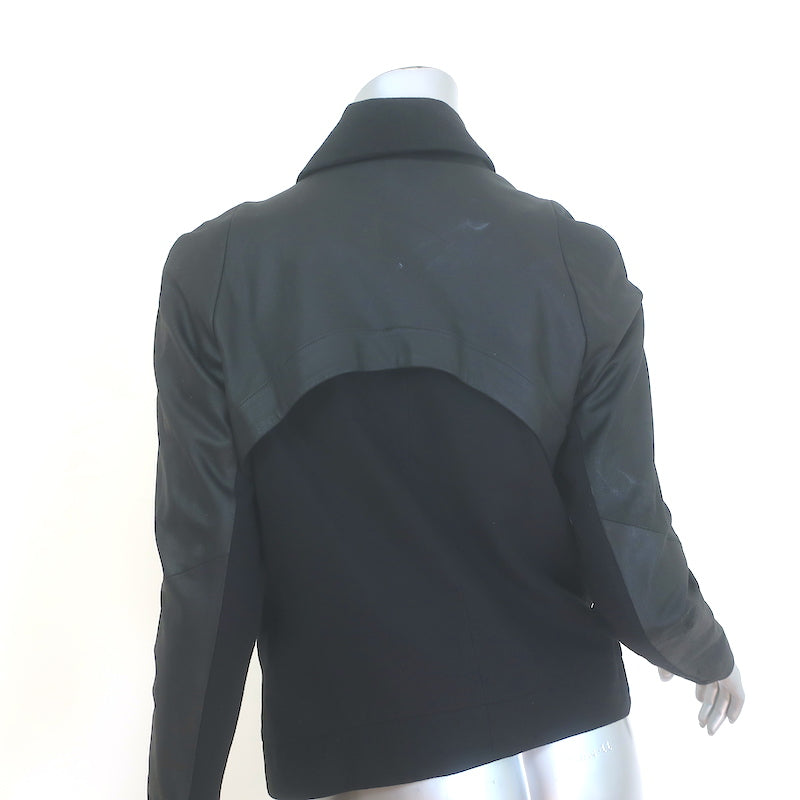 Helmut Lang Shadow Moleskin Draped Moto Jacket Black Leather &amp; Cotton Size Small