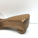 Cult Gaia Nia PVC Wood Sandals Size 37.5 Platform Slides