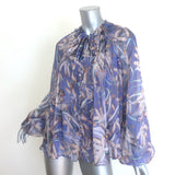 Zimmermann Botanica Tie-Neck Swing Blouse Lavender Butterfly Print Silk Size 1