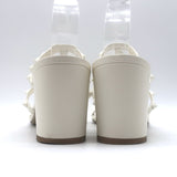 Valentino Rockstud Block-Heel Slide Sandals Cream Leather Size 39