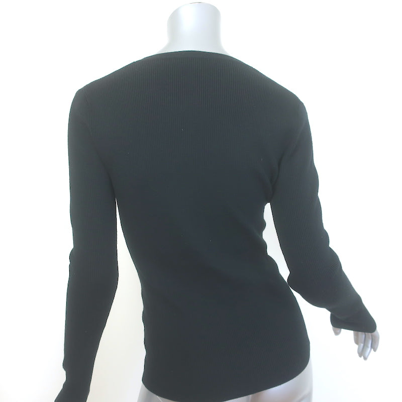 Michael Kors Half-Zip Sweater Black Stretch Wool Ribbed Knit Size Medium