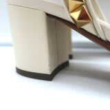 Valentino Rockstud No Limit Ankle Strap Sandals Cream Leather Size 36