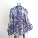 Zimmermann Botanica Tie-Neck Swing Blouse Lavender Butterfly Print Silk Size 1
