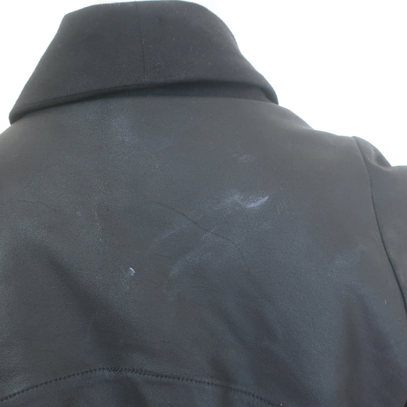 Helmut Lang Shadow Moleskin Draped Moto Jacket Black Leather &amp; Cotton Size Small