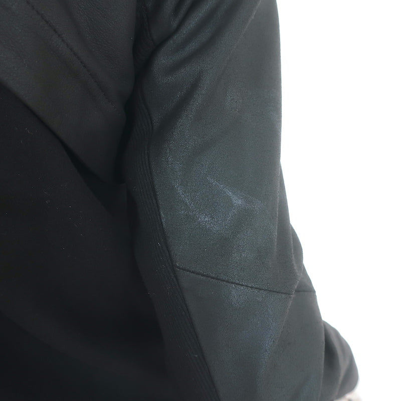 Helmut Lang Shadow Moleskin Draped Moto Jacket Black Leather &amp; Cotton Size Small