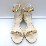 Valentino Rockstud No Limit Ankle Strap Sandals Cream Leather Size 36