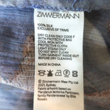 Zimmermann Botanica Tie-Neck Swing Blouse Lavender Butterfly Print Silk Size 1