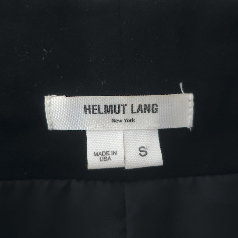 Helmut Lang Shadow Moleskin Draped Moto Jacket Black Leather &amp; Cotton Size Small