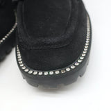 Jimmy Choo Deanna Crystal-Trim Shearling Penny Loafers Black Suede Size 39