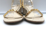 Valentino Rockstud No Limit Ankle Strap Sandals Cream Leather Size 36