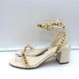 Valentino Rockstud No Limit Ankle Strap Sandals Cream Leather Size 36