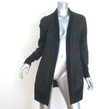 Brogden Leather Button-Front Jacket Black Stretch Cotton Jersey Size 46/Large