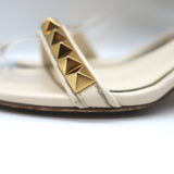 Valentino Rockstud No Limit Ankle Strap Sandals Cream Leather Size 36