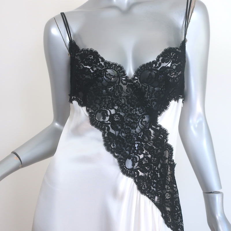 Rodarte Lace-Trimmed Satin Midi Slip Dress White Silk Size 6 NEW