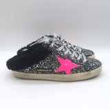 Golden Goose Glitter Superstar Sabot Shearling Sneakers Black Size 37