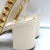 Valentino Rockstud No Limit Ankle Strap Sandals Cream Leather Size 36
