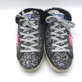 Golden Goose Glitter Superstar Sabot Shearling Sneakers Black Size 37