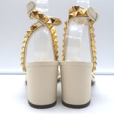 Valentino Rockstud No Limit Ankle Strap Sandals Cream Leather Size 36