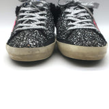 Golden Goose Glitter Superstar Sabot Shearling Sneakers Black Size 37