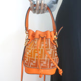Fendi Mon Tresor FF PVC Mini Bucket Bag Orange Leather Crossbody
