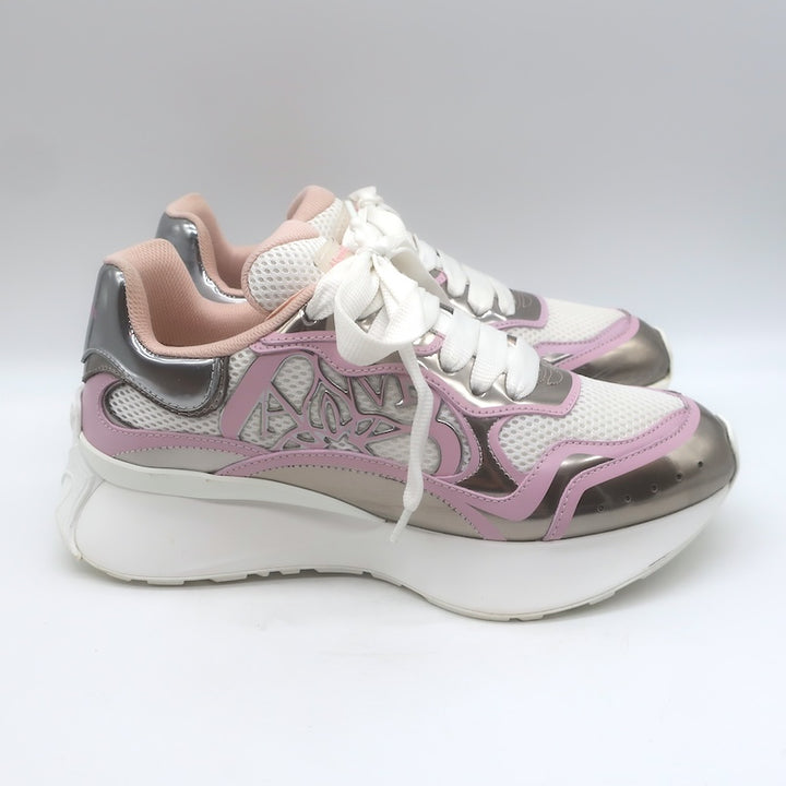 Alexander McQueen Sprint Runner Low-Top Sneakers Pink/Metallic Pewter Size 38