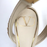 Valentino Rockstud No Limit Ankle Strap Sandals Cream Leather Size 36