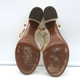 Valentino Rockstud No Limit Ankle Strap Sandals Cream Leather Size 36