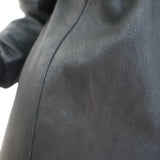 Brogden Leather Button-Front Jacket Black Stretch Cotton Jersey Size 46/Large