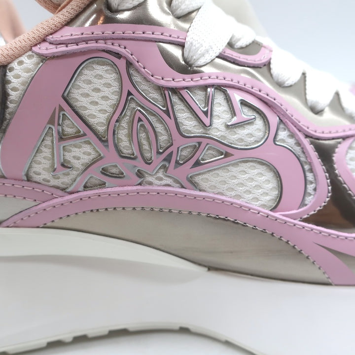 Alexander McQueen Sprint Runner Low-Top Sneakers Pink/Metallic Pewter Size 38