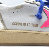 Golden Goose Ball Star Low Top Sneakers White & Neon Pink Leather Size 37
