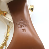 Valentino Rockstud No Limit Ankle Strap Sandals Cream Leather Size 36