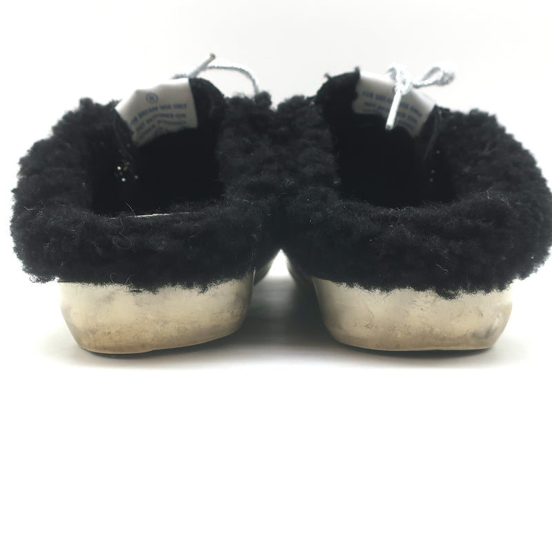 Golden Goose Glitter Superstar Sabot Shearling Sneakers Black Size 37