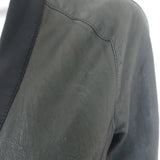 Brogden Leather Button-Front Jacket Black Stretch Cotton Jersey Size 46/Large