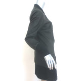 Brogden Leather Button-Front Jacket Black Stretch Cotton Jersey Size 46/Large