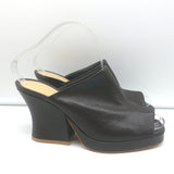 Bottega Veneta Stack Mules Dark Brown Leather Size 38.5 Open Toe Heels NEW