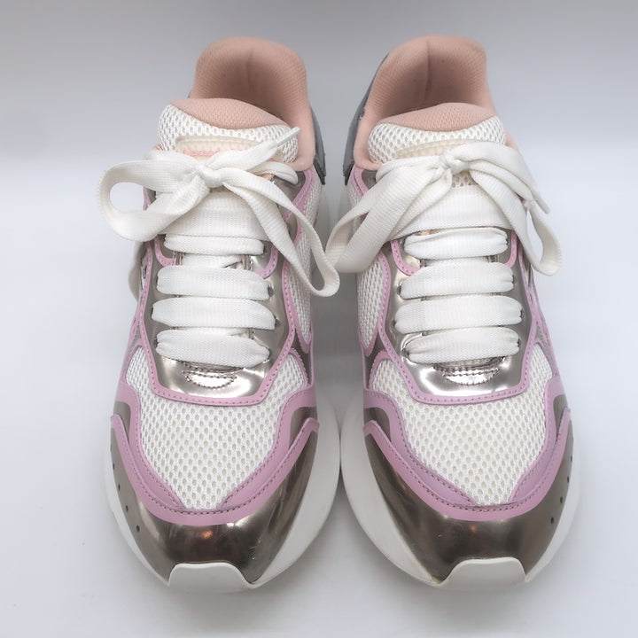 Alexander McQueen Sprint Runner Low-Top Sneakers Pink/Metallic Pewter Size 38