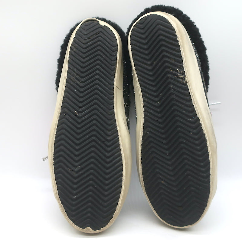 Golden Goose Glitter Superstar Sabot Shearling Sneakers Black Size 37