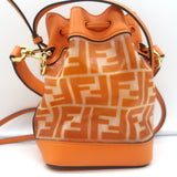 Fendi Mon Tresor FF PVC Mini Bucket Bag Orange Leather Crossbody