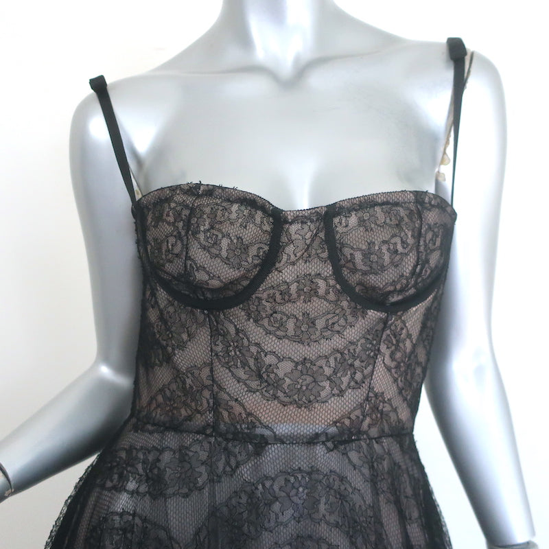Giambattista Valli Bow-Strap Lace Bustier Gown Black Size 42 NEW