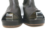 Bottega Veneta Stack Mules Dark Brown Leather Size 38.5 Open Toe Heels NEW
