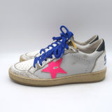 Golden Goose Ball Star Low Top Sneakers White & Neon Pink Leather Size 37