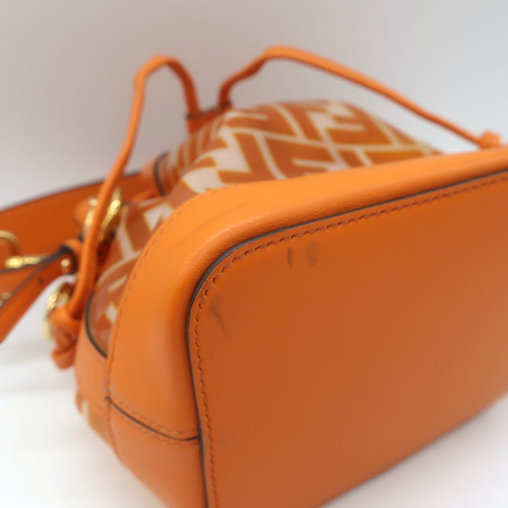 Fendi Mon Tresor FF PVC Mini Bucket Bag Orange Leather Crossbody