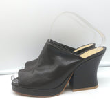 Bottega Veneta Stack Mules Dark Brown Leather Size 38.5 Open Toe Heels NEW