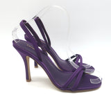 Larroude Annie Slingback Sandals Purple Satin Size 7.5 Open Toe Heels NEW