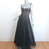 Giambattista Valli Bow-Strap Lace Bustier Gown Black Size 42 NEW