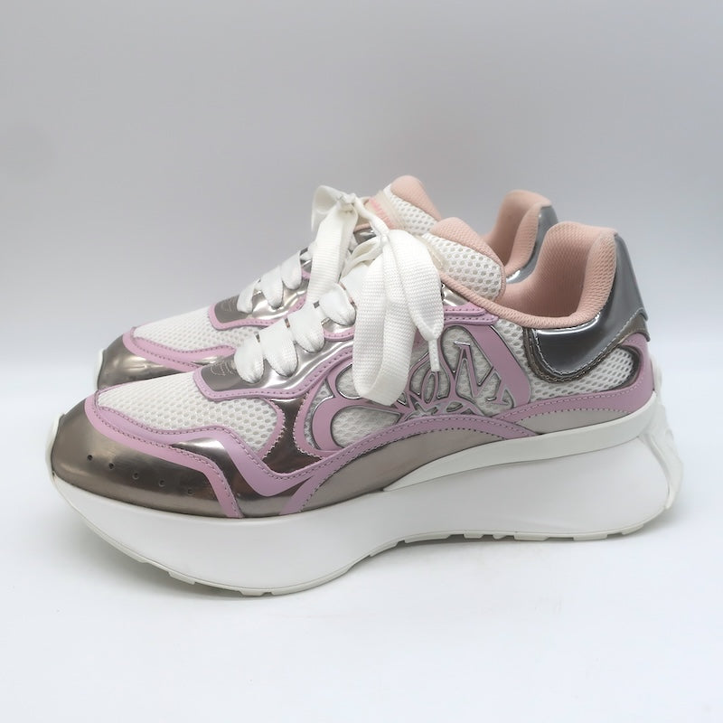 Alexander McQueen Sprint Runner Low-Top Sneakers Pink/Metallic Pewter Size 38